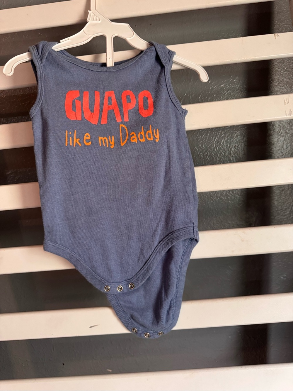 Navy Sleeveless Bodysuit with 'GUAPO' Graphic